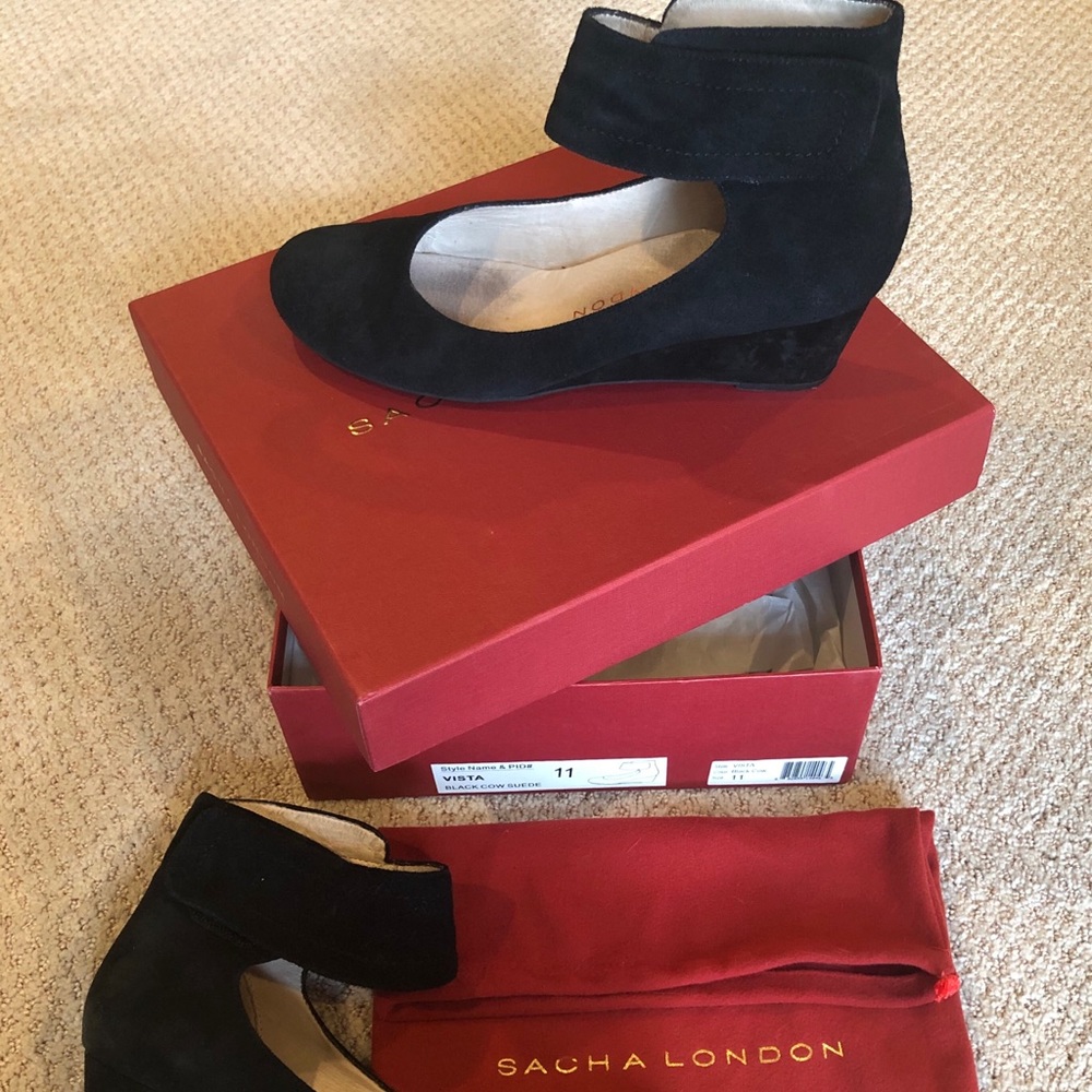 Sacha London Women’s Black Suede Wedges